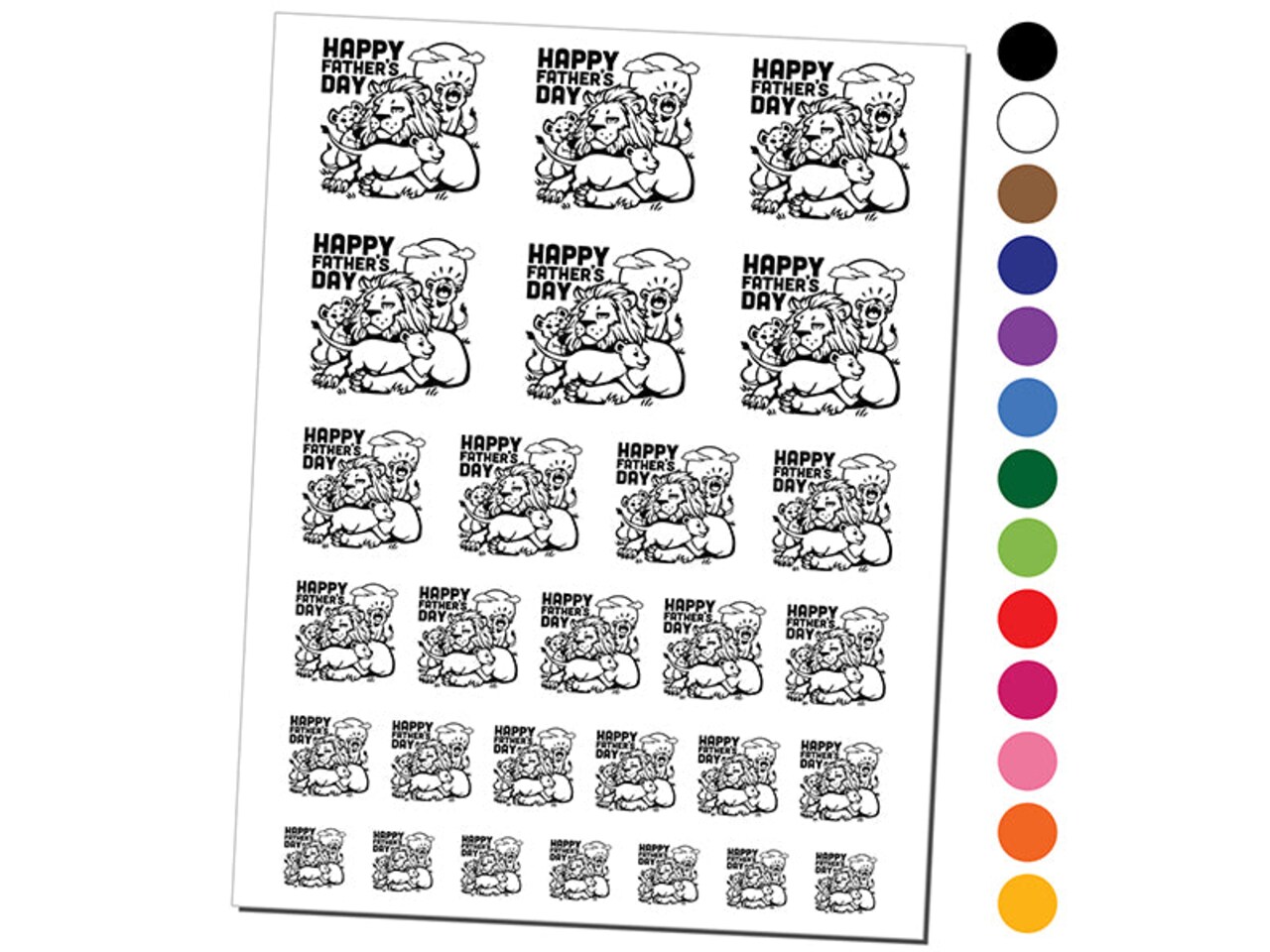 Happy Father's Day Dad with Lion and Cubs Temporary Tattoo Water Resistant Fake Body Art Set Collection